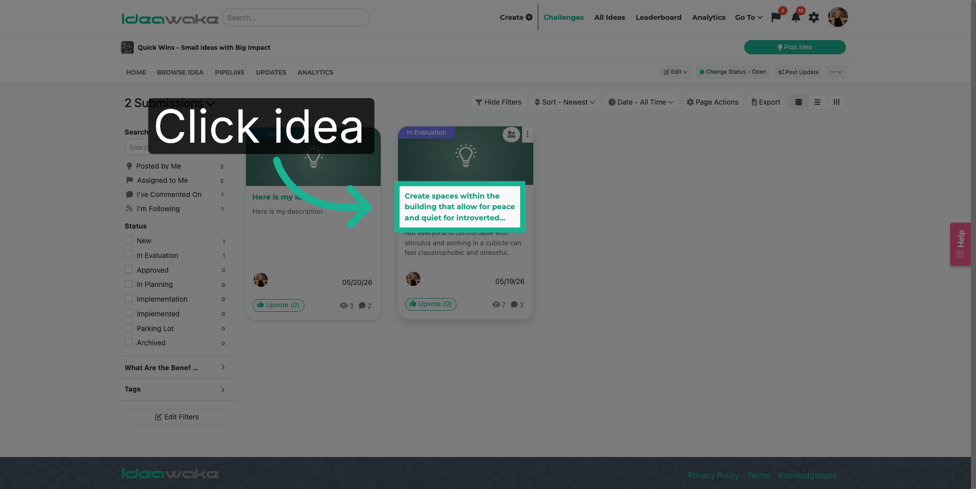 Select Specific Idea