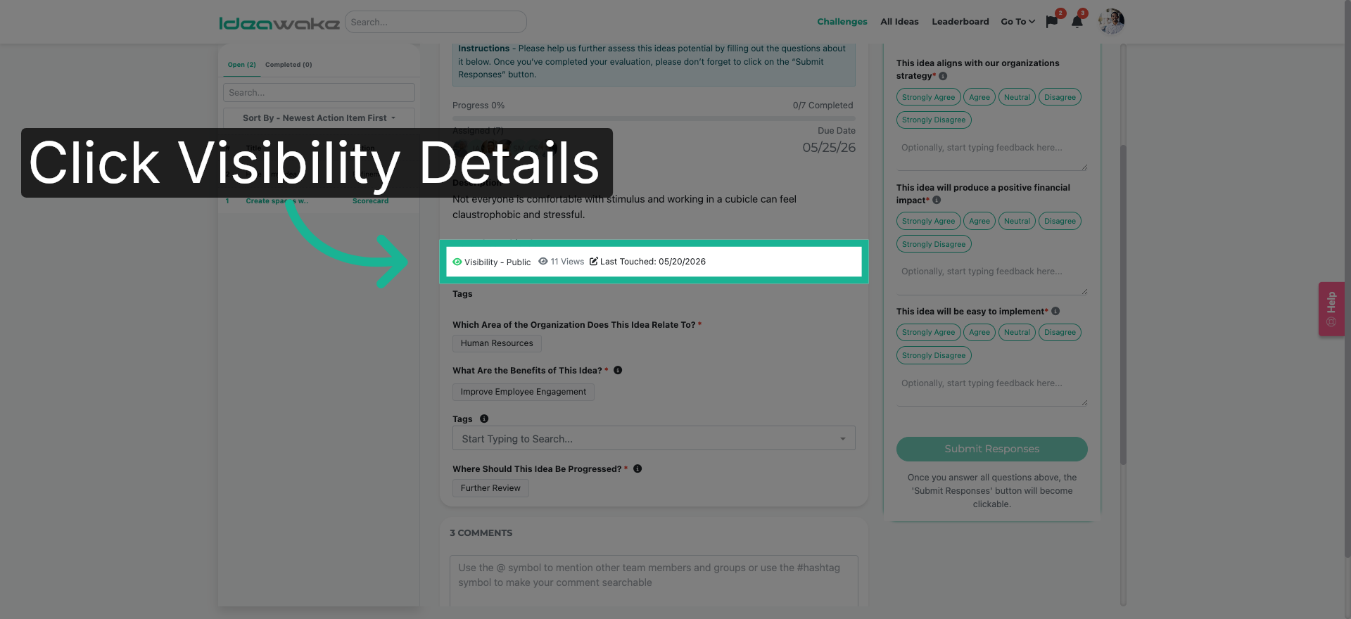 View Idea Visibility Details