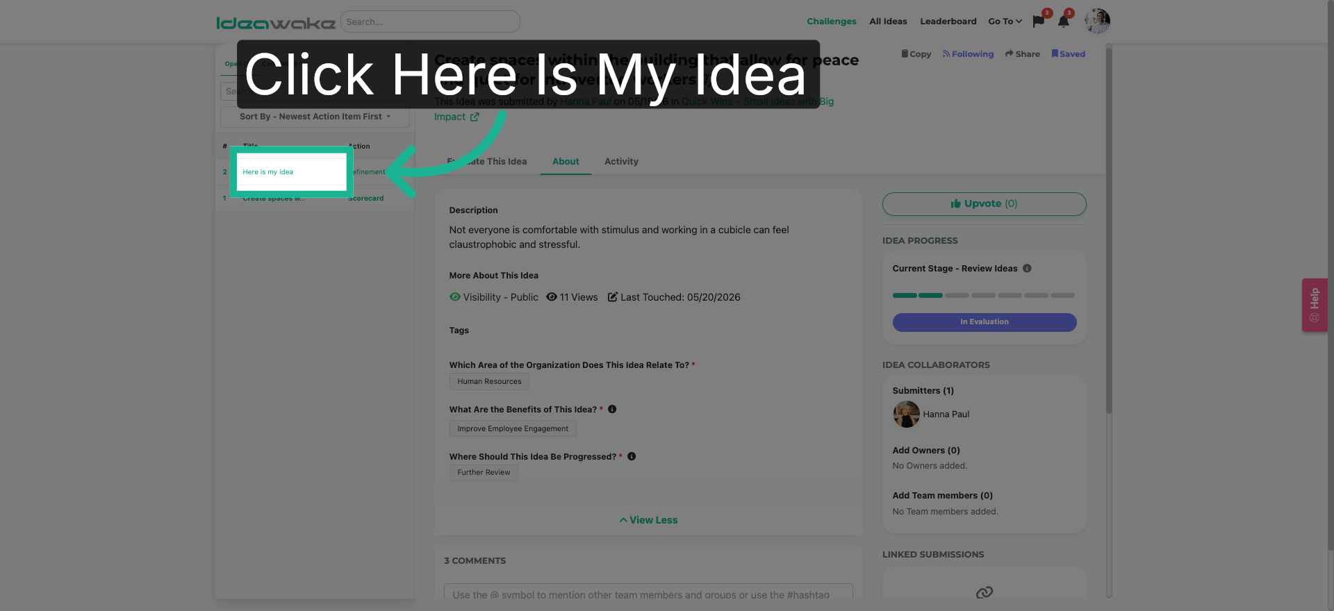 Select Specific Idea
