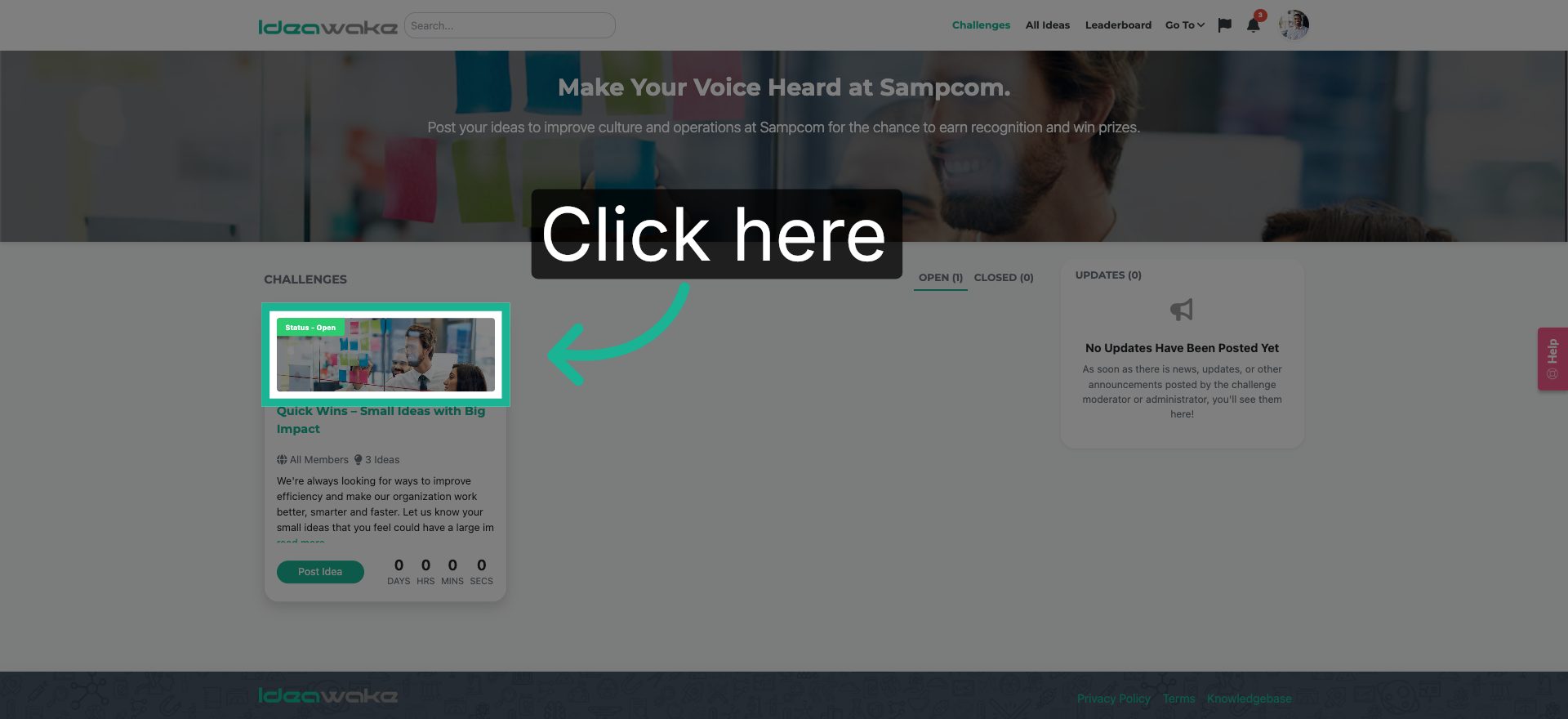 Access Ideawake Main Page