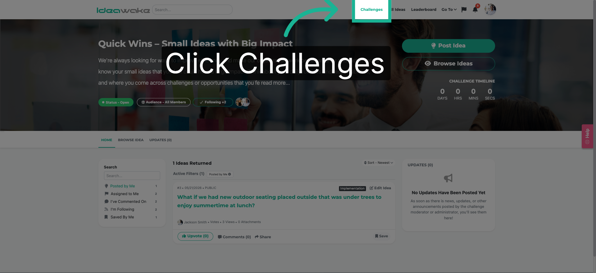 Explore Challenges Section