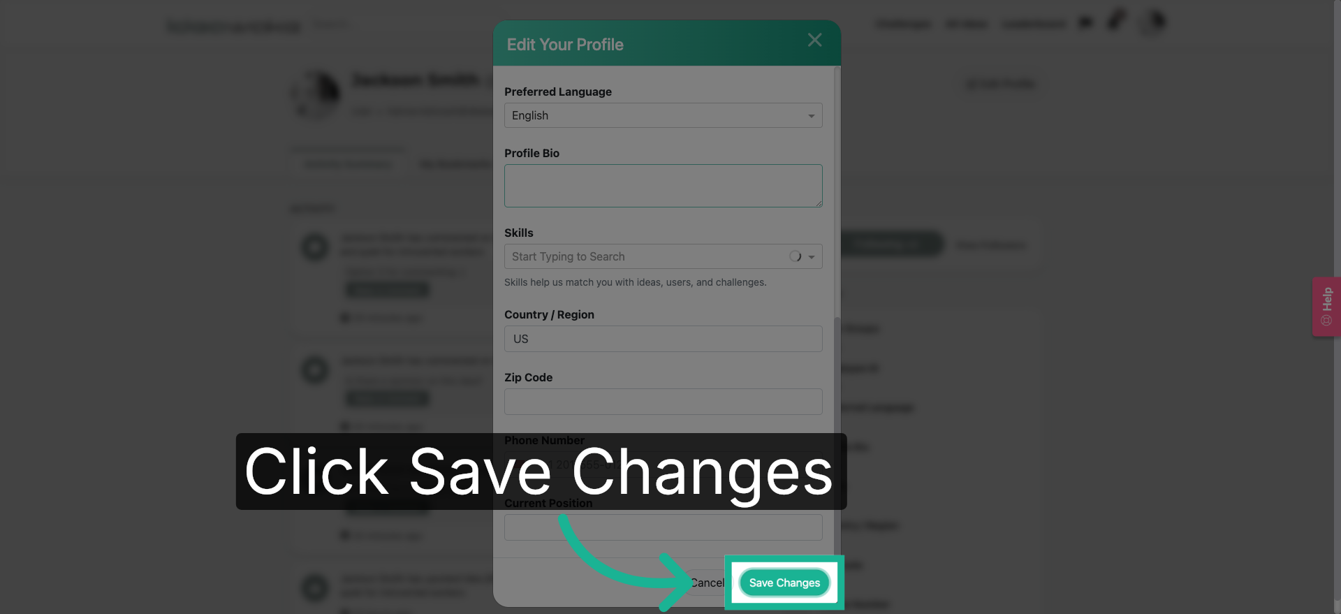 Save Profile Changes